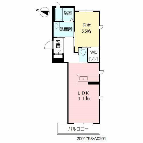 ベレオ南福岡プレミール(1LDK/2階)の間取り写真