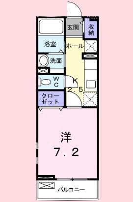 クレセント ルーン(1K/2階)の間取り写真