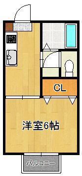 クレアール青山(1K/2階)の間取り写真