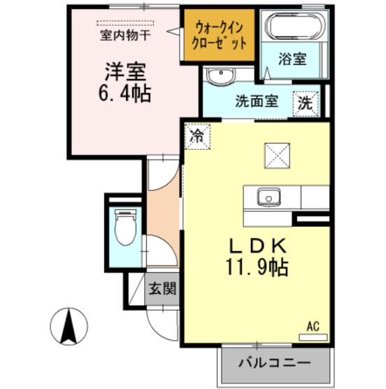 BRAVERY(1LDK/1階)の間取り写真