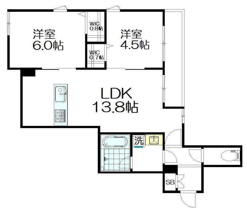 CREST I(2LDK/1階)の間取り写真