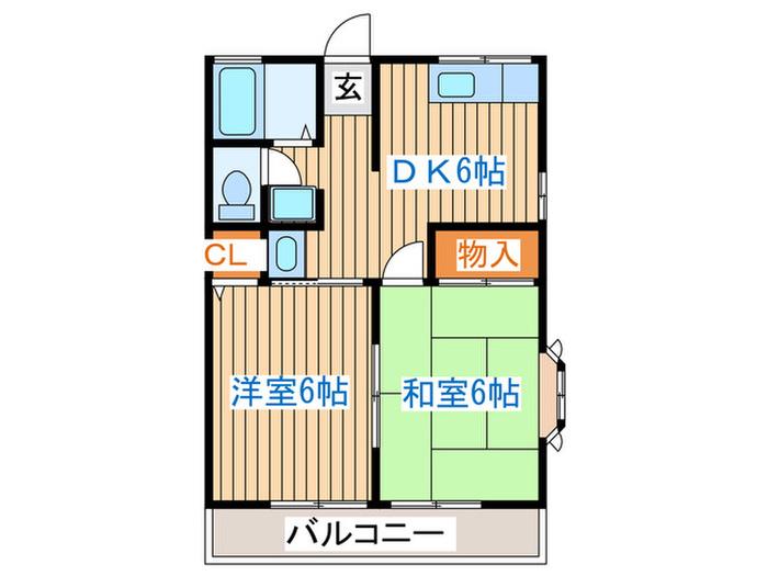 シティハイムイーハト-ヴ(2DK/2階)の間取り写真