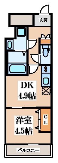 GARDENIA高井田(1DK/5階)の間取り写真