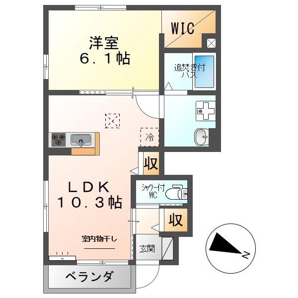 YUCCA TERRACE(1LDK/1階)の間取り写真