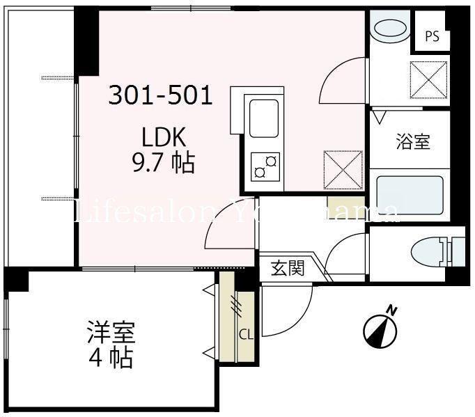 ペルソナ横浜(1LDK/5階)の間取り写真