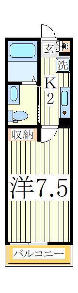 グランディール柏(1K/1階)の間取り写真