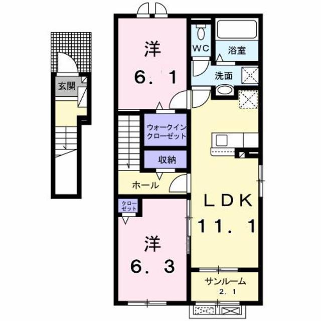 ランス A(2LDK/2階)の間取り写真