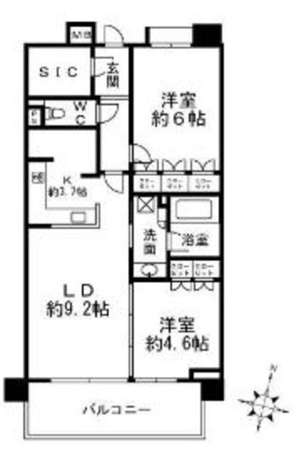 クリオ横浜杉田(2LDK/3階)の間取り写真