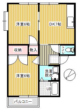 モストプラザ(2DK/2階)の間取り写真