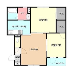 LAULEA(2LDK/2階)の間取り写真
