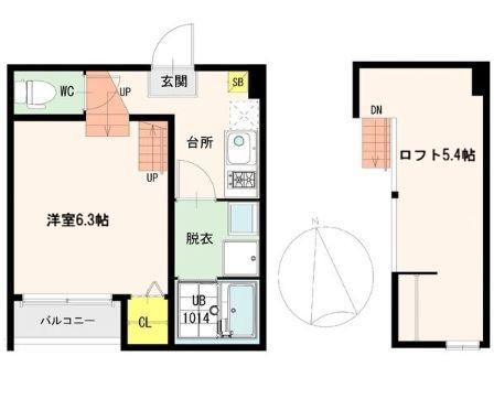 グラード穀町(1K/1階)の間取り写真