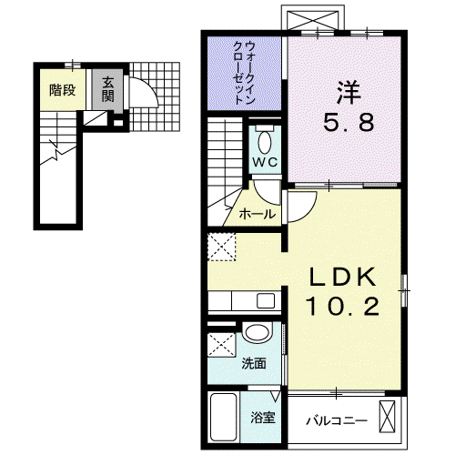 オリーブA(1LDK/2階)の間取り写真