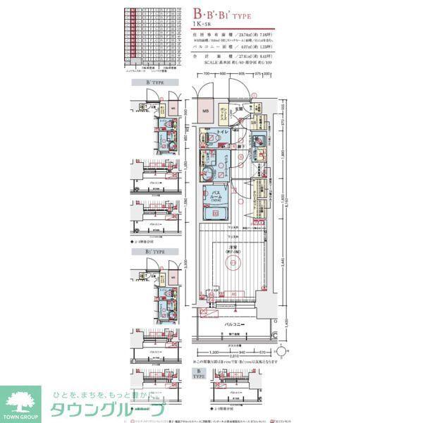 エステムコート名古屋TWIN ウエスト(1K/7階)の間取り写真