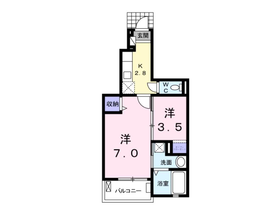 プルメリアC(2K/1階)の間取り写真