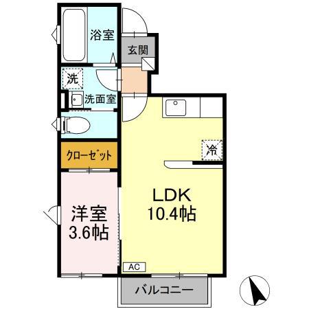 エスカーザ(1LDK/1階)の間取り写真