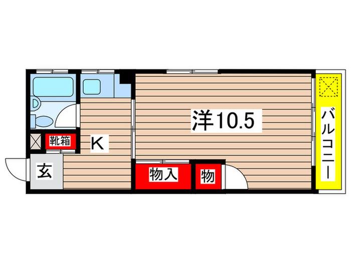 Rビル(1K/4階)の間取り写真