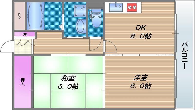 カインド諏訪(2DK/5階)の間取り写真