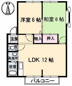 グリーンヒルズ太田 A・B・C棟(2LDK/2階)の間取り写真