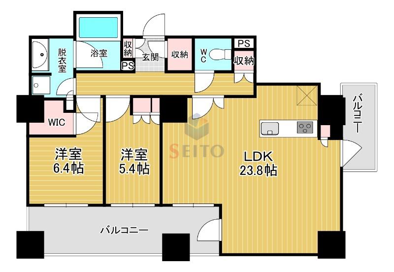 シエリアタワーなんば(2LDK/16階)の間取り写真