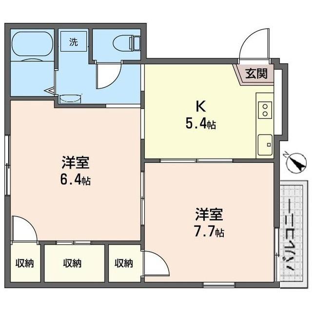 コスモシャーメゾンC(2K/2階)の間取り写真