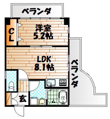 フェルト1713(1LDK/4階)の間取り写真