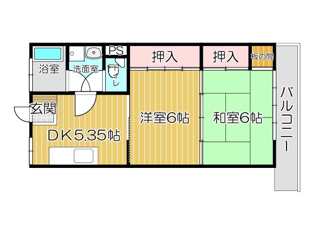 鷹見台ビル(2DK/2階)の間取り写真