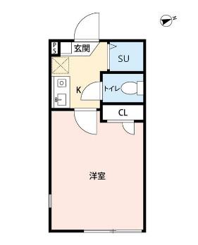 ルームズ西六郷(1K/2階)の間取り写真