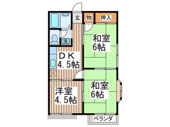 ヴィラ南浦和B棟(3DK/1階)の間取り写真