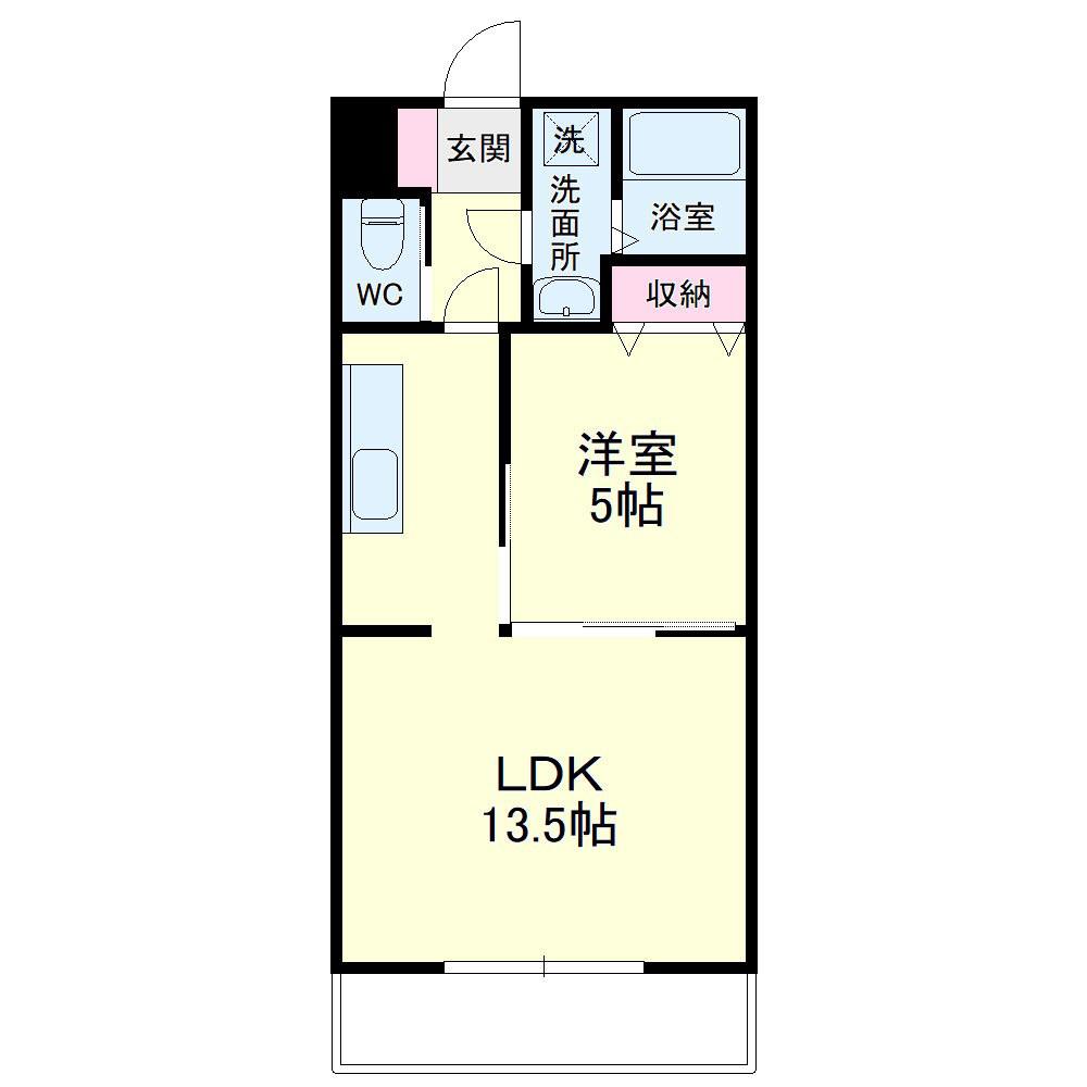 マンション花水木(1LDK/4階)の間取り写真