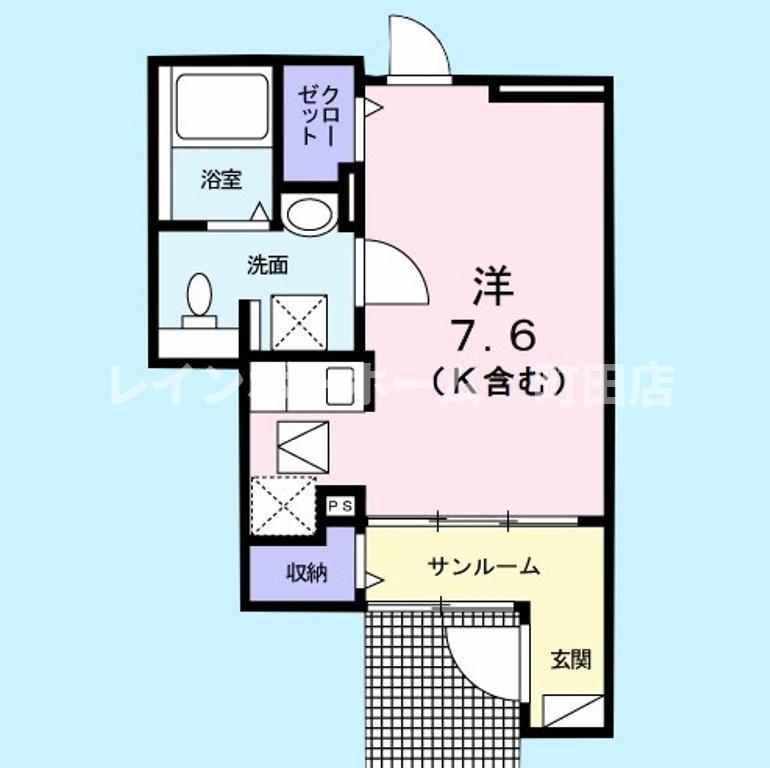 ラフィネ2堀之内(ワンルーム/1階)の間取り写真