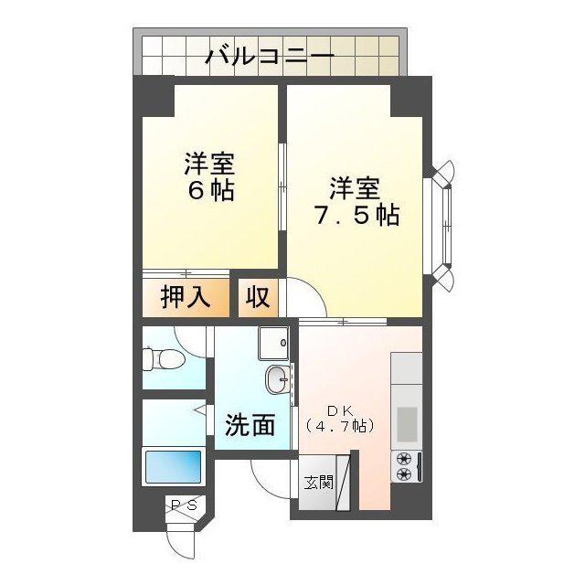白山マンション(2DK/3階)の間取り写真