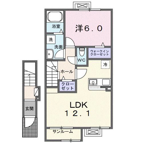 ヴィラ ルーチェ A(1LDK/2階)の間取り写真