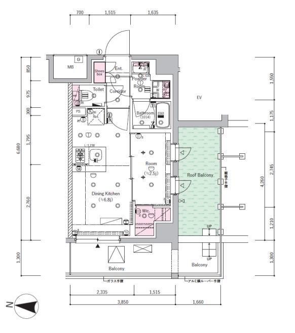 千住東2丁目M(1DK/8階)の間取り写真