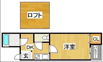 ブルーオーシャン浜寺(1DK/3階)の間取り写真