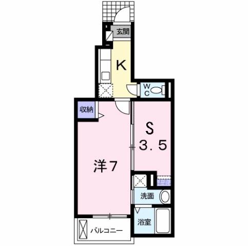 フィデール庚午(1SK/1階)の間取り写真