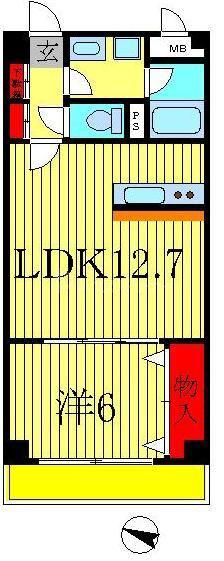 ハイムヤツ(1LDK/2階)の間取り写真