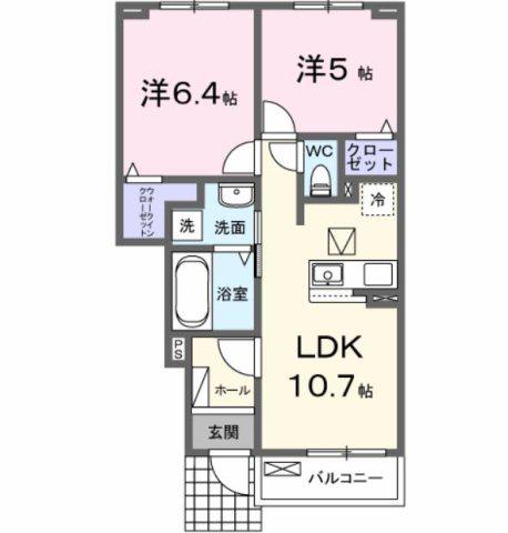 エトワールA(2LDK/1階)の間取り写真