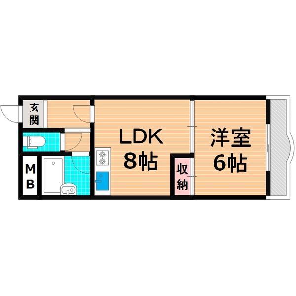 ファインハイム(1LDK/6階)の間取り写真