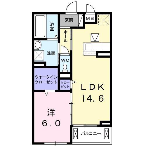 アベニール蕨(1LDK/1階)の間取り写真