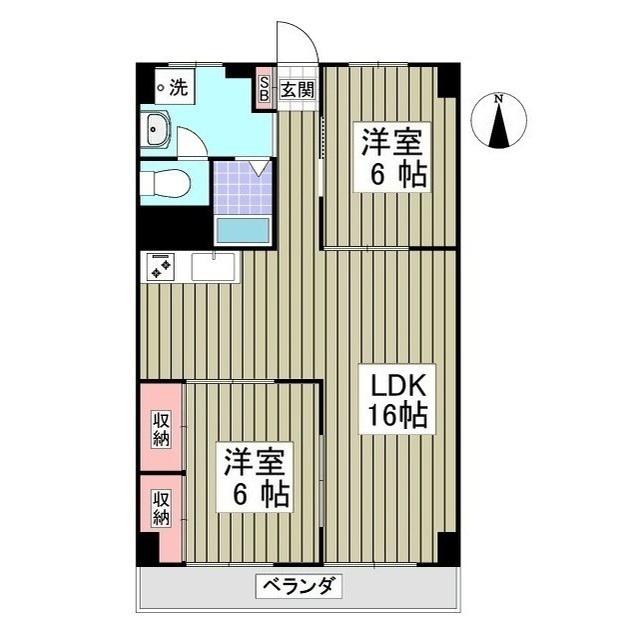 坂口コーポ 206(2LDK/2階)の間取り写真