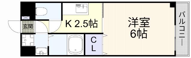 リバティ中曽根(1K/1階)の間取り写真