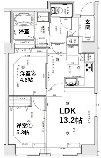 シティコート目黒(2LDK/7階)の間取り写真