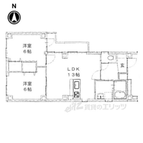 CASADIHIGASIYAMA(2LDK/2階)の間取り写真