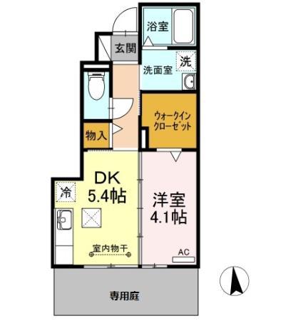 セジュールタミ(1DK/1階)の間取り写真