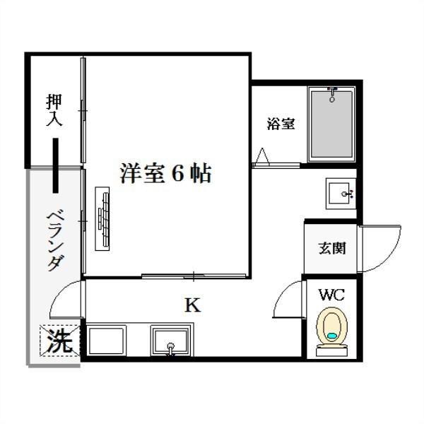 長島ハイツ(1K/3階)の間取り写真