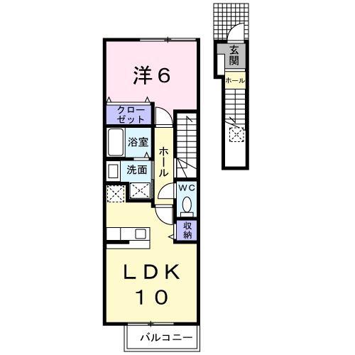パインセントヒル(1LDK/2階)の間取り写真