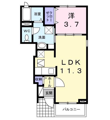 サニー クレメント I(1LDK/1階)の間取り写真