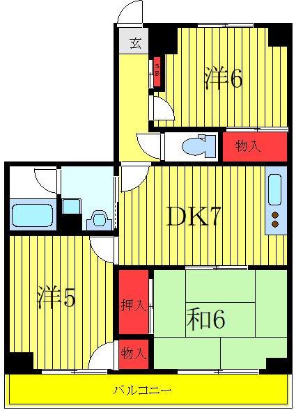 ガーデンクレス弐番館(3DK/5階)の間取り写真