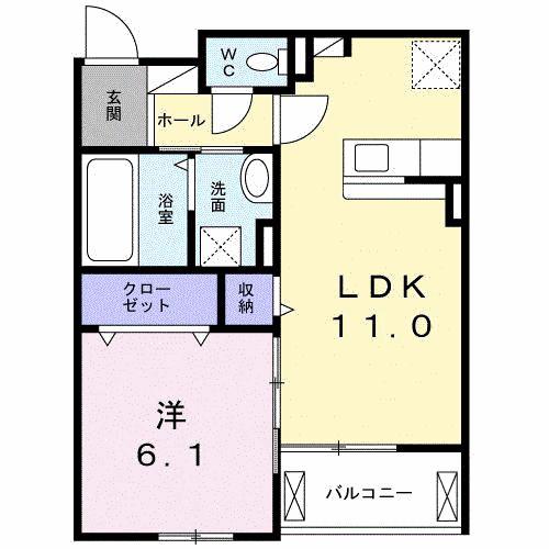 ヴァンベール(1LDK/2階)の間取り写真