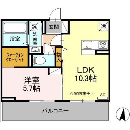 モンテ・リーヴル(1LDK/3階)の間取り写真